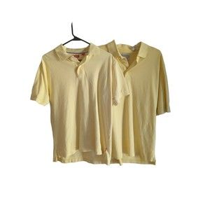 (2) Tehama IZOD Men's M Yellow Short Sleeve Polo Shirts